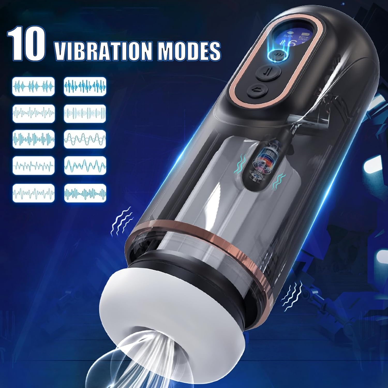 Automatic Male Masturbator with Heating Base and Transparent Middle Section product view 3