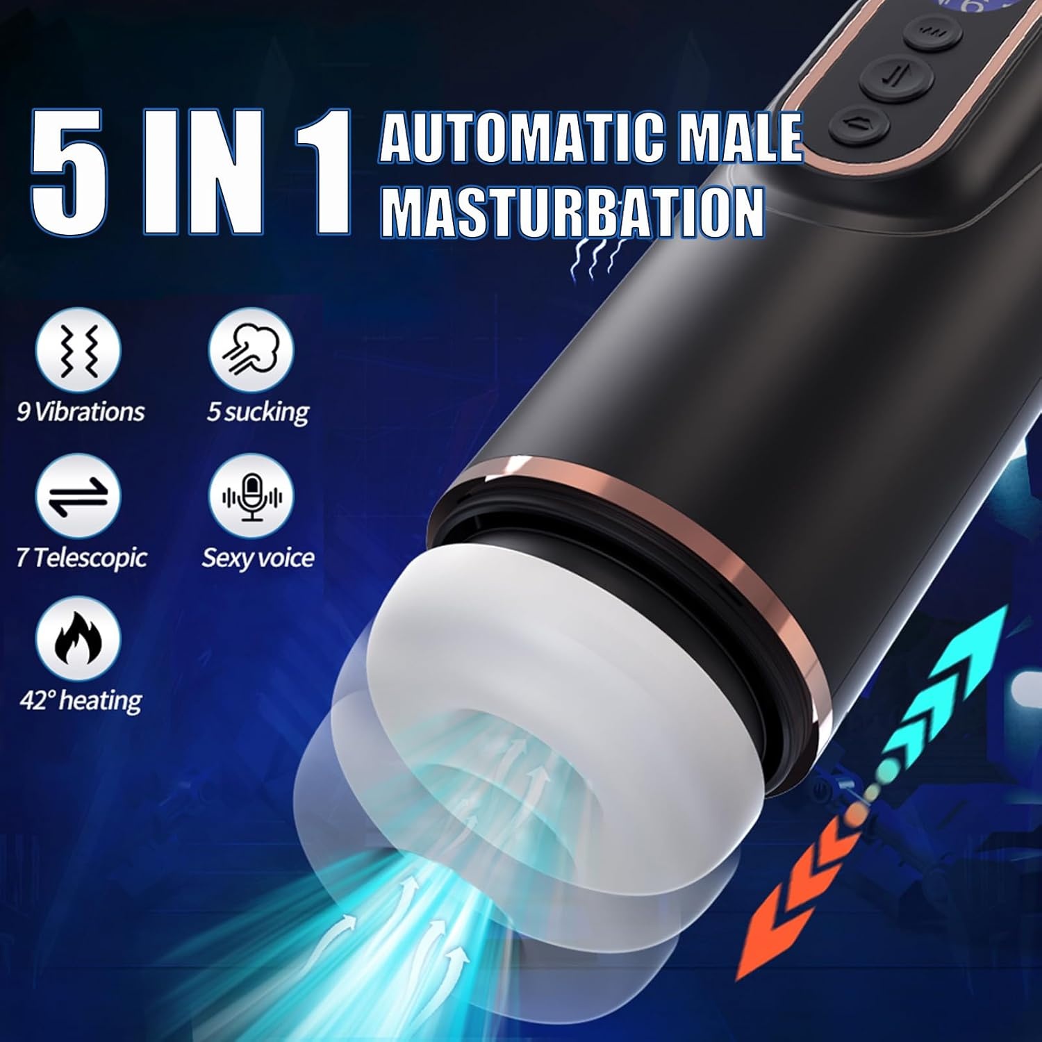 Automatic Male Masturbator with Heating Base and Transparent Middle Section product view 4