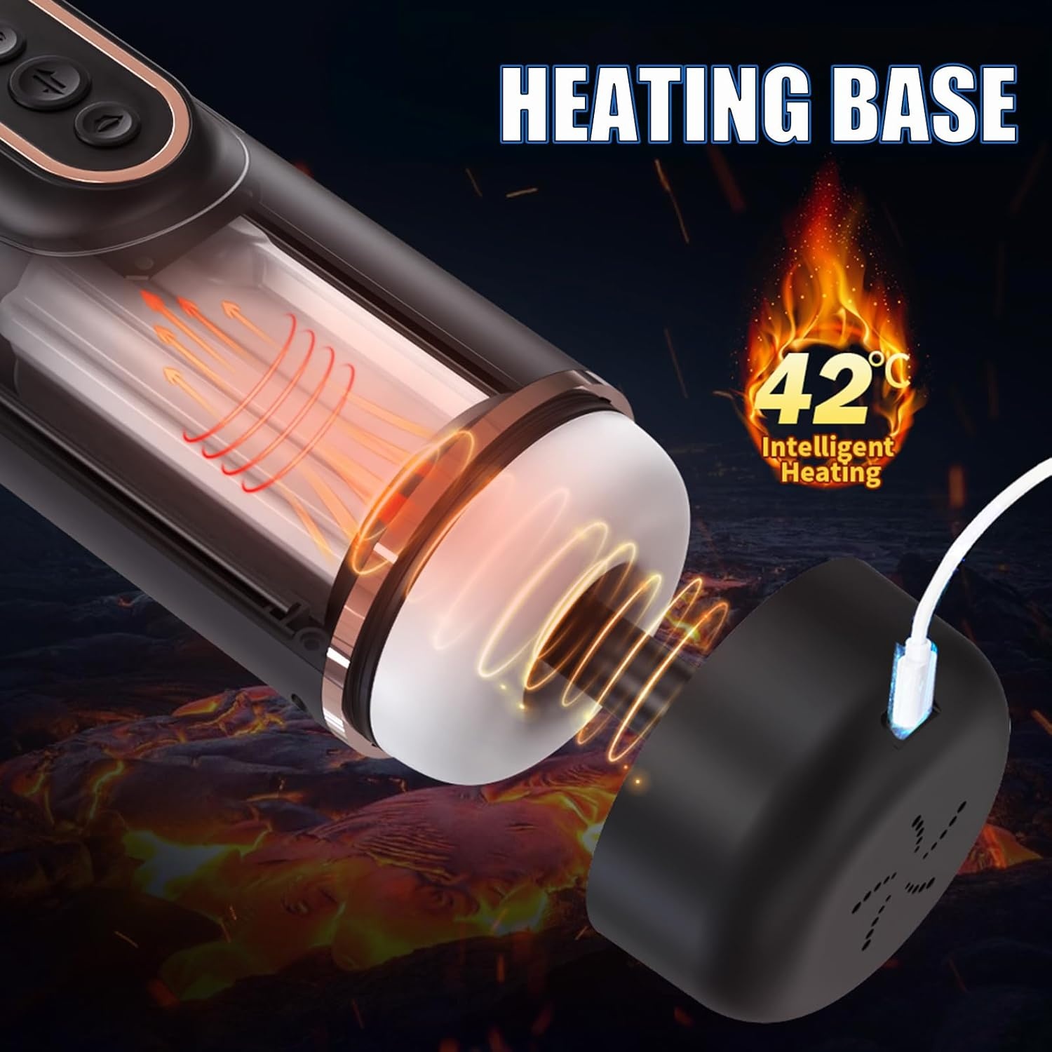 Automatic Male Masturbator with Heating Base and Transparent Middle Section product view 6