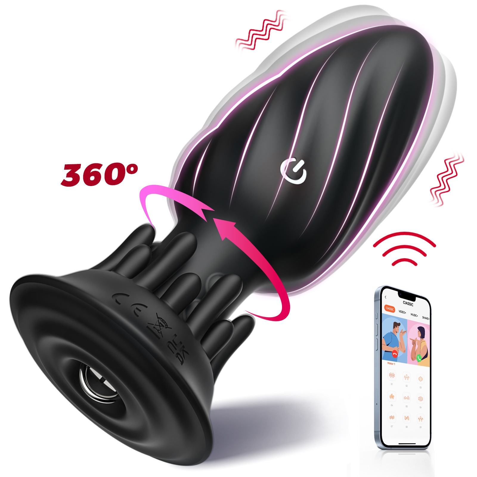 Black Anal Plug, Elongated Teardrop Shape product view 2