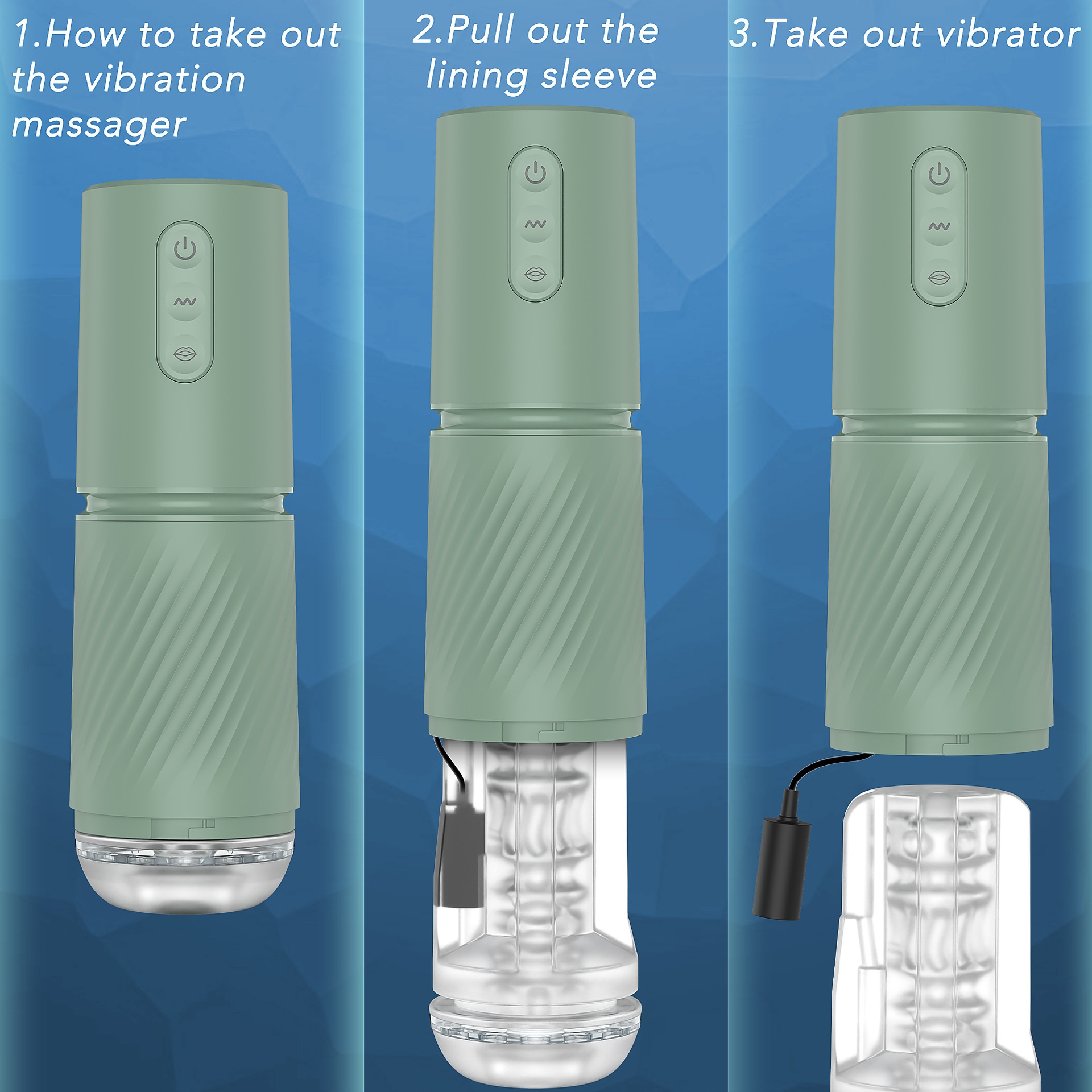 Cylindrical Male Masturbator with Ribbed Textures and USB Charging Pad product view 3