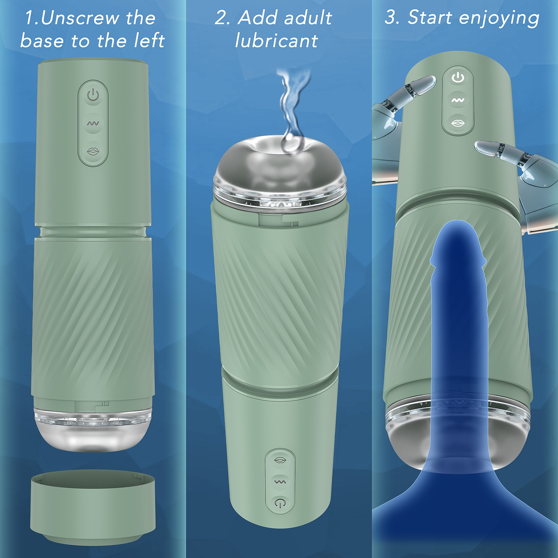Cylindrical Male Masturbator with Ribbed Textures and USB Charging Pad product view 5
