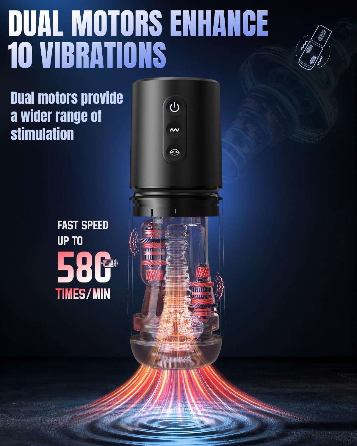 Cylindrical Male Masturbator with Ribbed Textures and USB Charging Pad product view 6