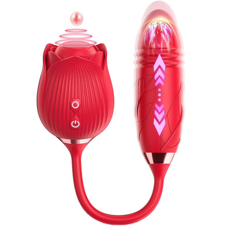 Rose-Shaped Suction Vibrator with Silicone Body and Metallic Collar product view 1