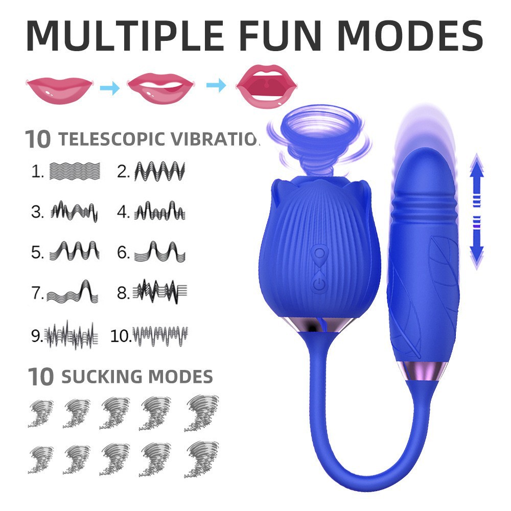Rose-Shaped Suction Vibrator with Silicone Body and Metallic Collar product view 2