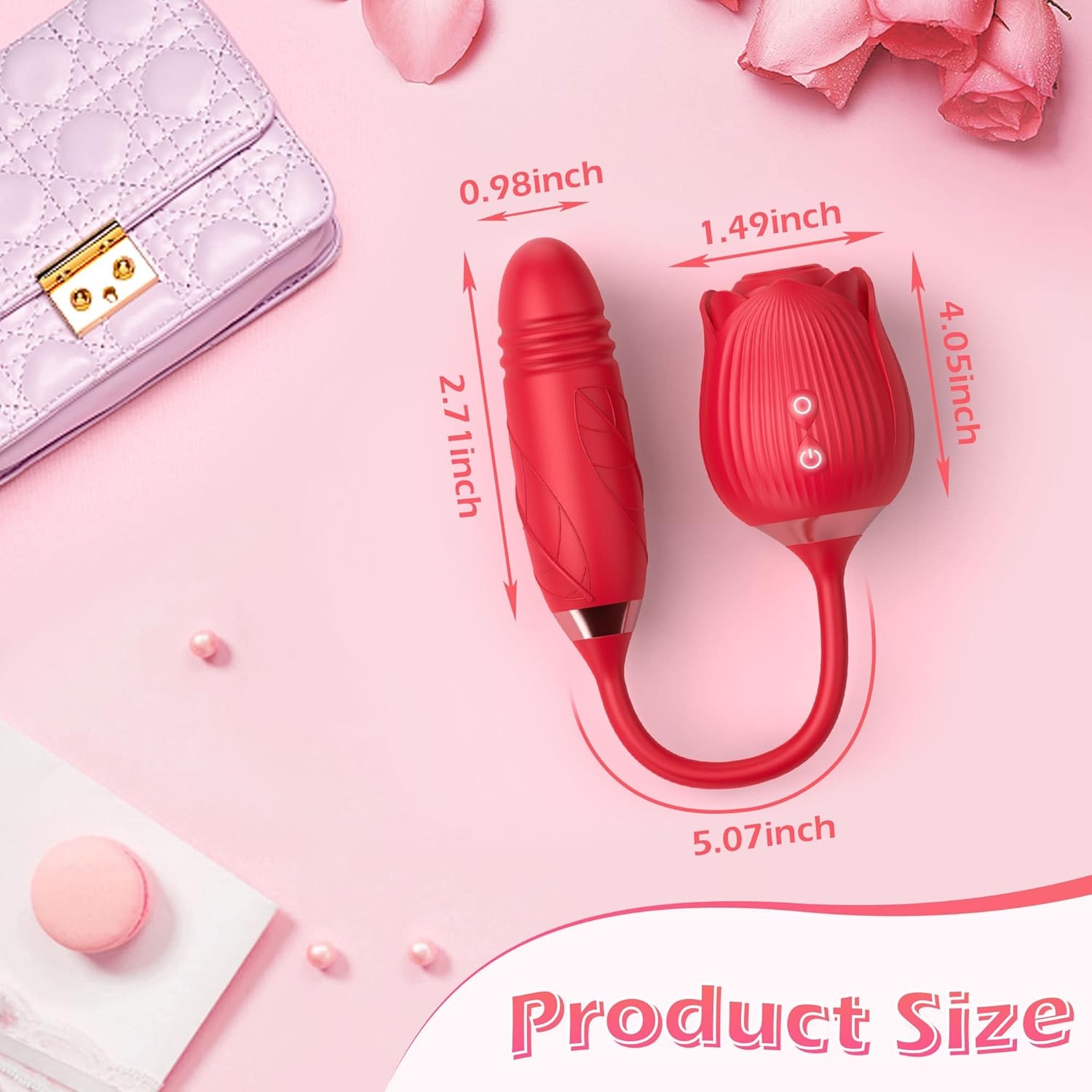 Rose-Shaped Suction Vibrator with Silicone Body and Metallic Collar product view 4