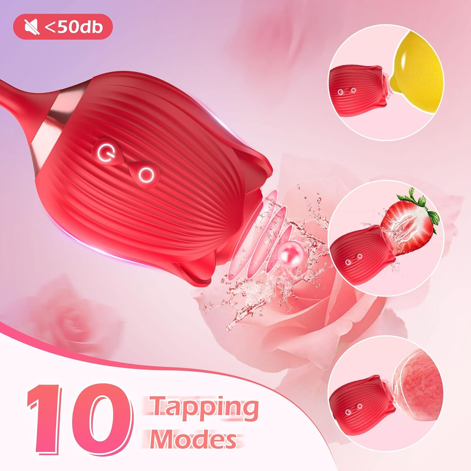 Rose-Shaped Suction Vibrator with Silicone Body and Metallic Collar product view 5