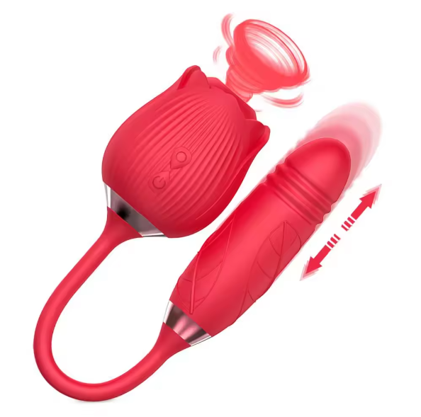 Rose-Shaped Suction Vibrator with Silicone Body and Metallic Collar product view 7