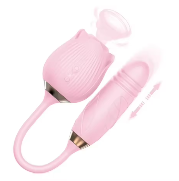 Rose-Shaped Suction Vibrator with Silicone Body and Metallic Collar product view 8