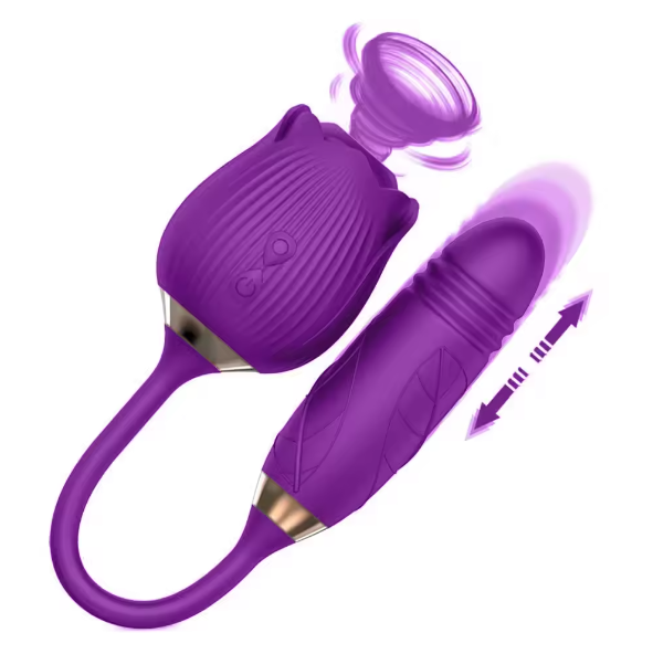 Rose-Shaped Suction Vibrator with Silicone Body and Metallic Collar product view 9