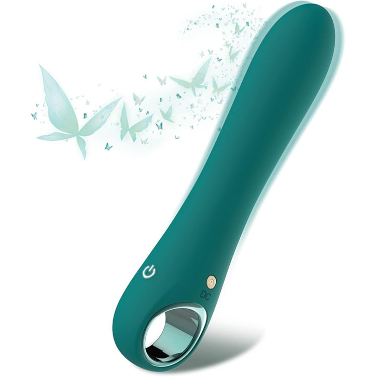Teal G-Spot Vibrator with Curved Wand Shape and Loop Handle product view 2